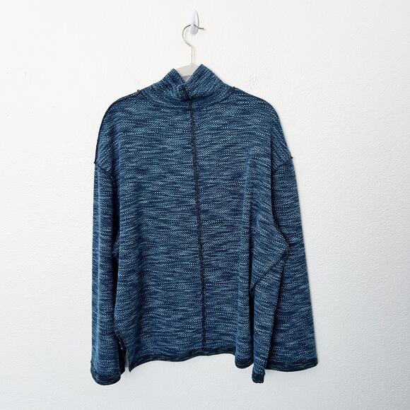 [Free People] Blue Sunny Days Turtleneck Knit Oversized Sweater Size Medium M - Picture 4 of 13